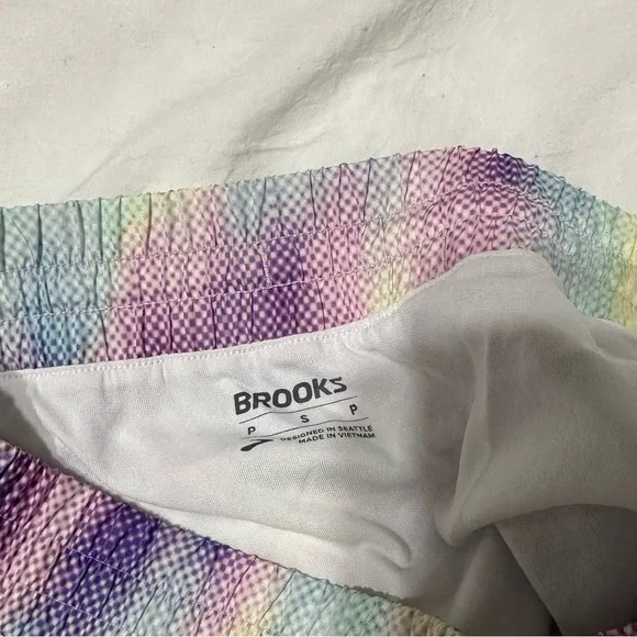 Brooks Pastel Rainbow Mesh Athletic Shorts - Lavender, Mint, Yellow - Picture 3 of 4